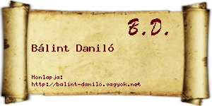 Bálint Daniló névjegykártya